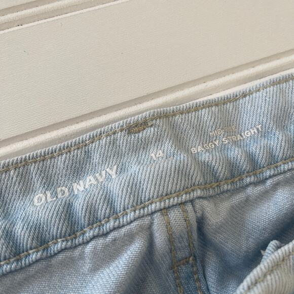 Old Navy Mid Rise Baggy Straight Light Wash Denim Jeans Size Womens 14 - Picture 4 of 9